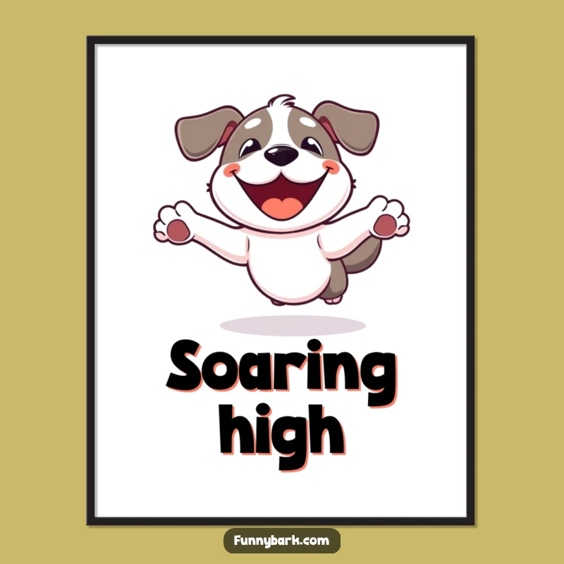 Funny Dog Leaping Digital Art: Instant Joyful Decor, Hilarious Print, Perfect Funny Gift