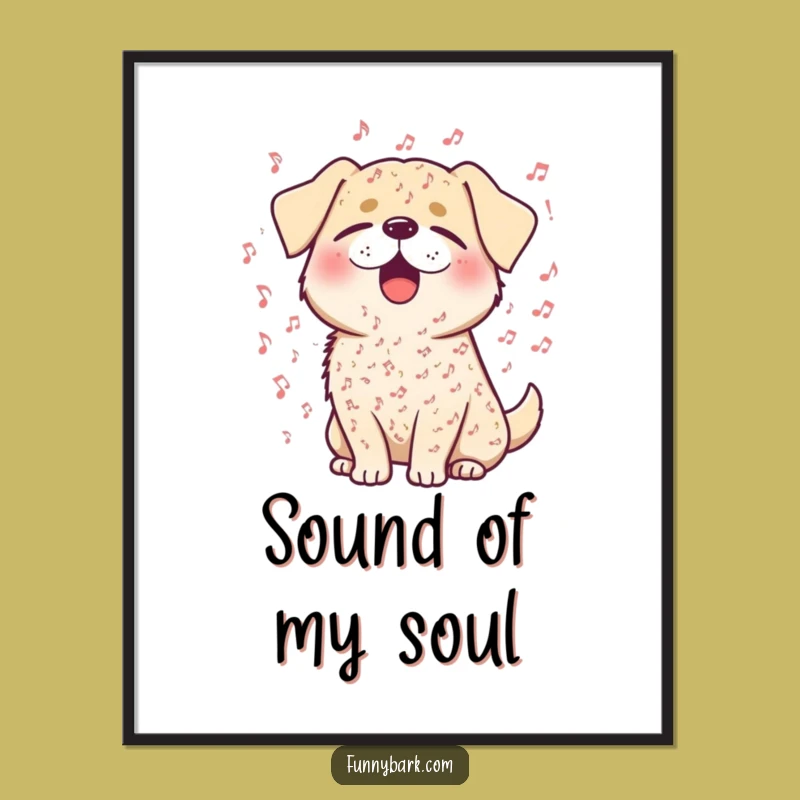Funny Singing Dog Digital Art - Printable Canine Crooner Decor, Music Lover Gift