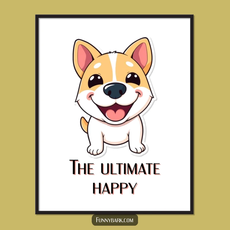 Funny Grinning Dog Digital Art - Instant Joyful Download