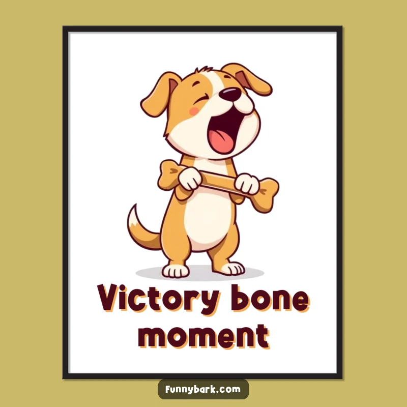 Funny Standing Dog Digital Art Print: Bone Bark Triumph - Instant Hilarious Decor