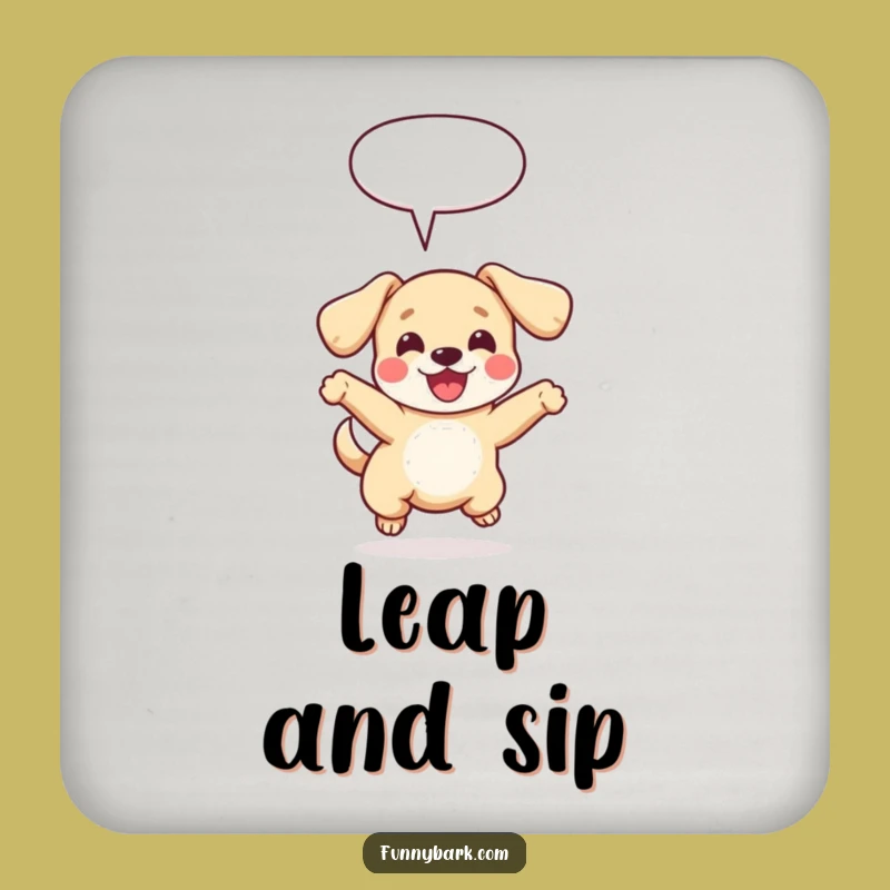 Funny Dog Leap Coaster: Protect Surfaces with Pup-tastic Charm