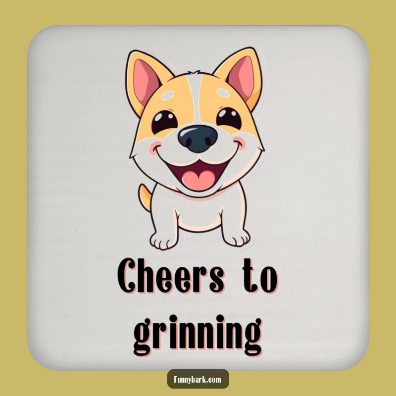 Funny Grinning Dog Coaster Set - Protect Surfaces With Smiles