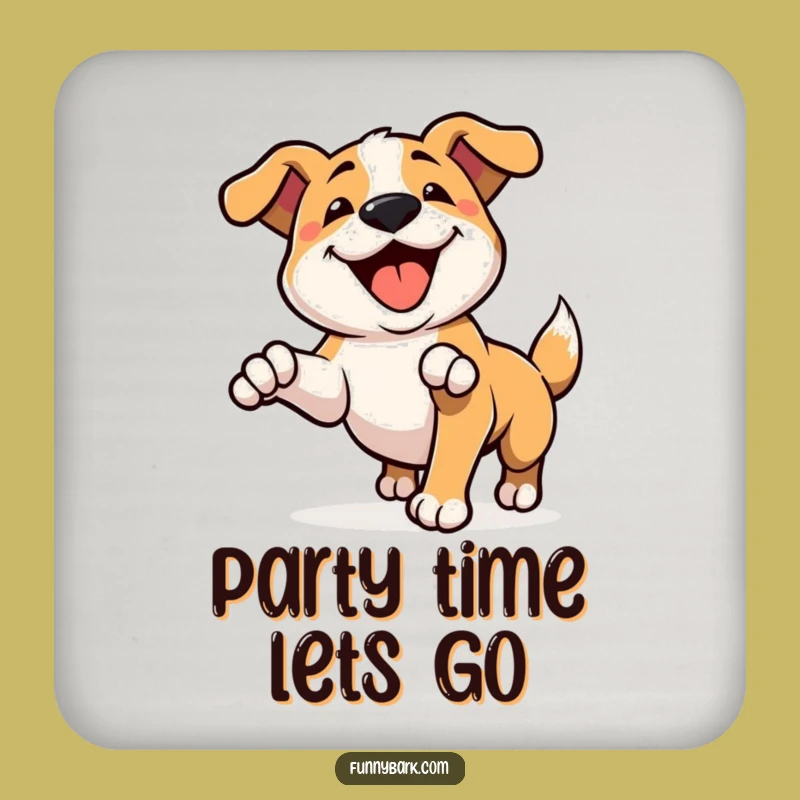Funny Pouncing Dog Coasters (Set of 4): Happy Bark - Hilarious Protection Gift