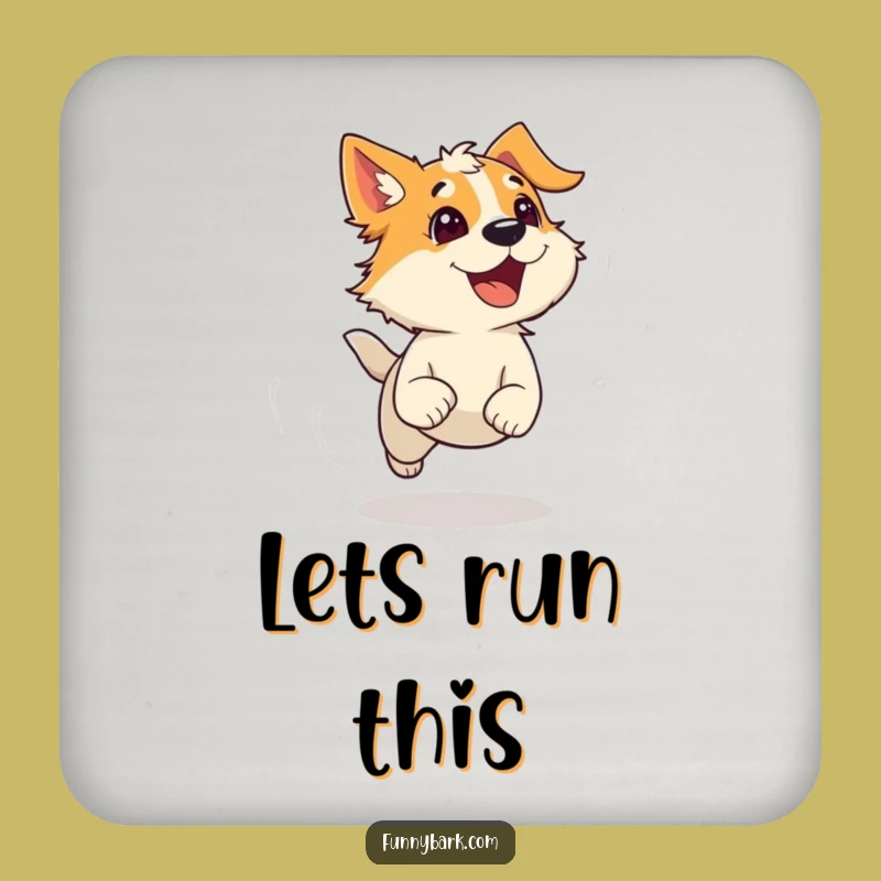 Funny Running Dog Coasters (Set of 4): Windy Bark - Hilarious Protection Gift
