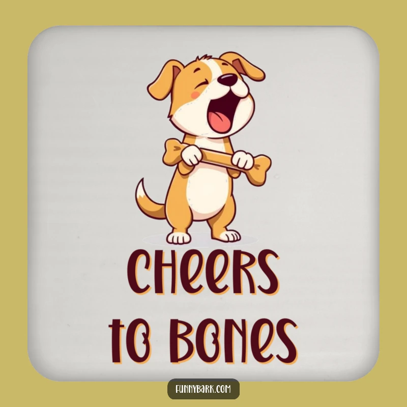 Funny Standing Dog Coasters (Set of 4): Bone Bark - Hilarious Protection Gift