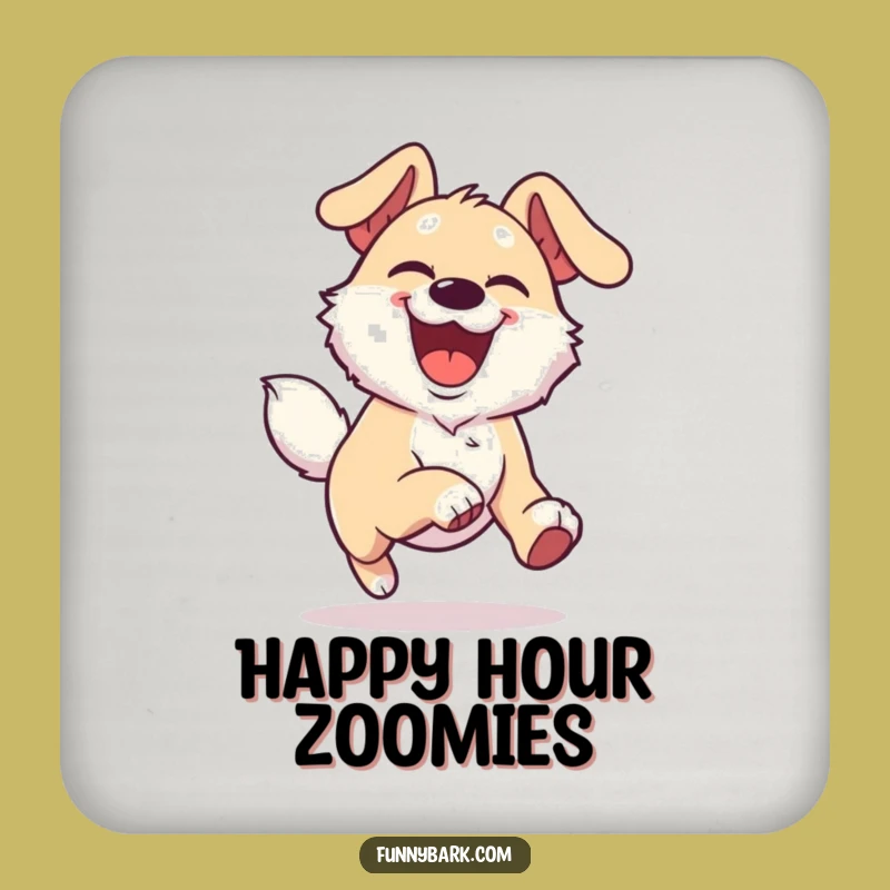 Funny Joyful Dog Coaster Set - Energetic Runner Protection, Memorable Funny Gift!