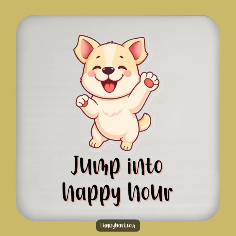 Funny Playful Dog Coaster - Protect Surfaces with a Jump!
