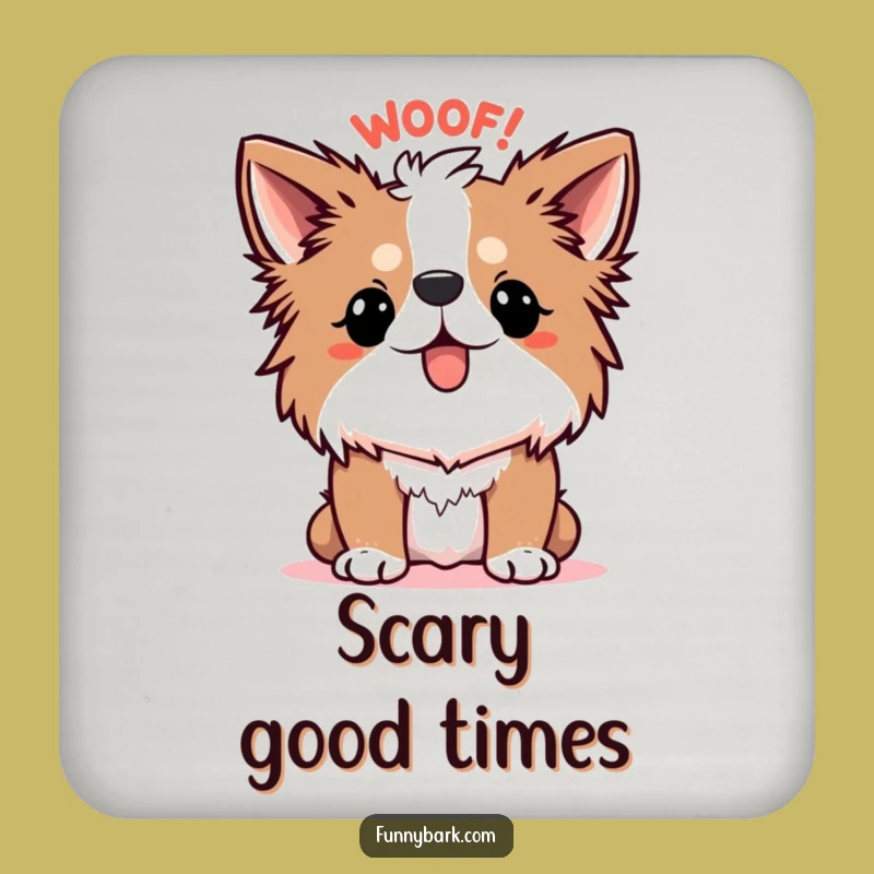 Funny Coasters - Spiky Fur WOOF! Set, Protect Furniture with Humor, Great Funny Gift