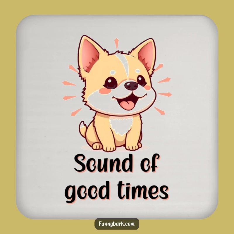 Funny Small Dog Sound Wave Drink Coaster Protect Surfaces with Canine Comedy Gift