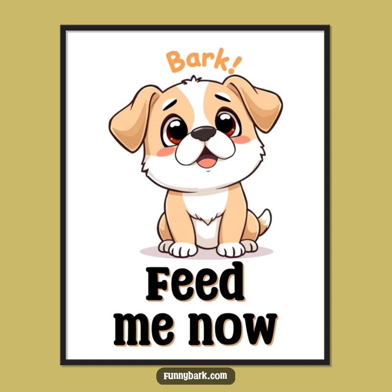 Funny Dog Art Poster: 'Bark Bark' Expectant Pup - Humorous Wall Decor Gift Idea