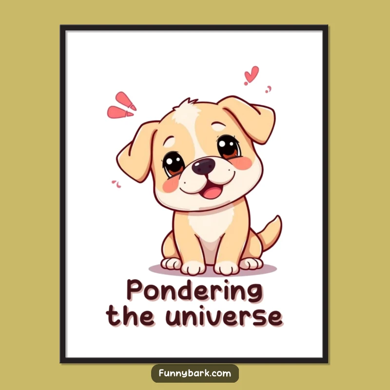 Funny Curious Dog Sound Waves Poster: Hilarious Pondering Pup Art, Perfect Gift!