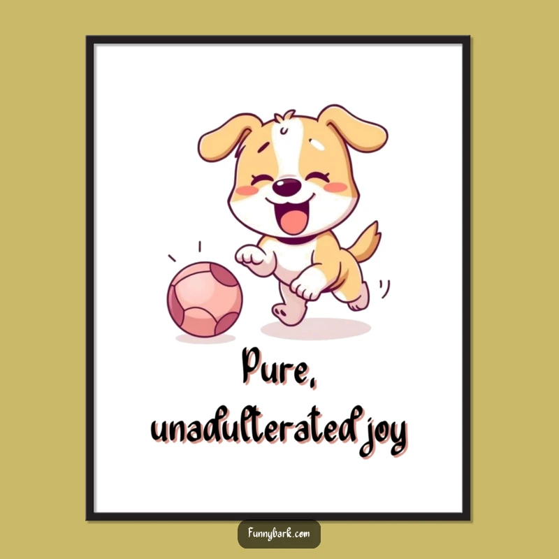Funny Dog Chasing Ball Poster: Hilarious Dog Art for Walls!