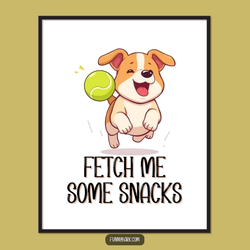 Funny Dog Chasing Tennis Ball Poster: Add Playful Energy to Your Walls!