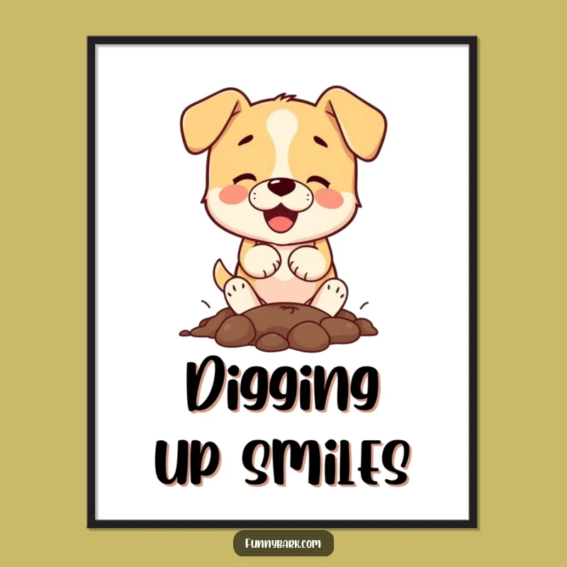 Funny Dog Digging Poster: Add Canine Energy to Your Walls!