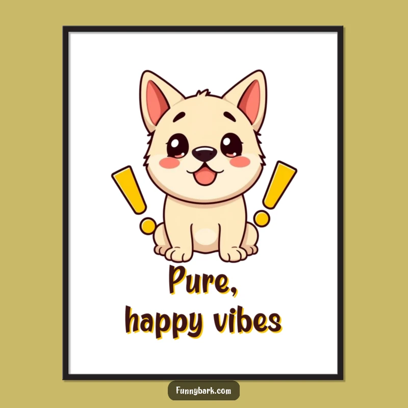 Funny Happy Dog Exclamation Poster - Decorate with Pure Canine Joy!