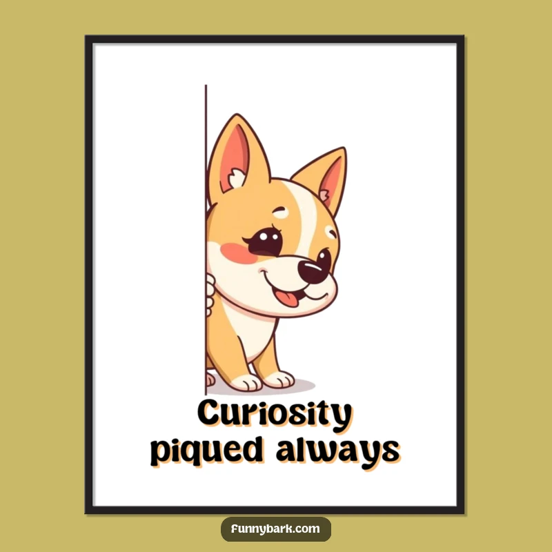 Funny Stealth Dog Art Poster: Peek-a-Bark Surprise - Humorous Wall Decor Gift