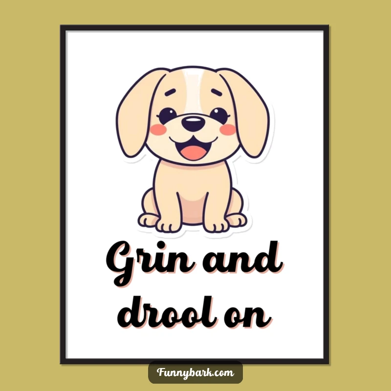 Funny Dog Silhouette Poster - Happy Droopy Ear Art