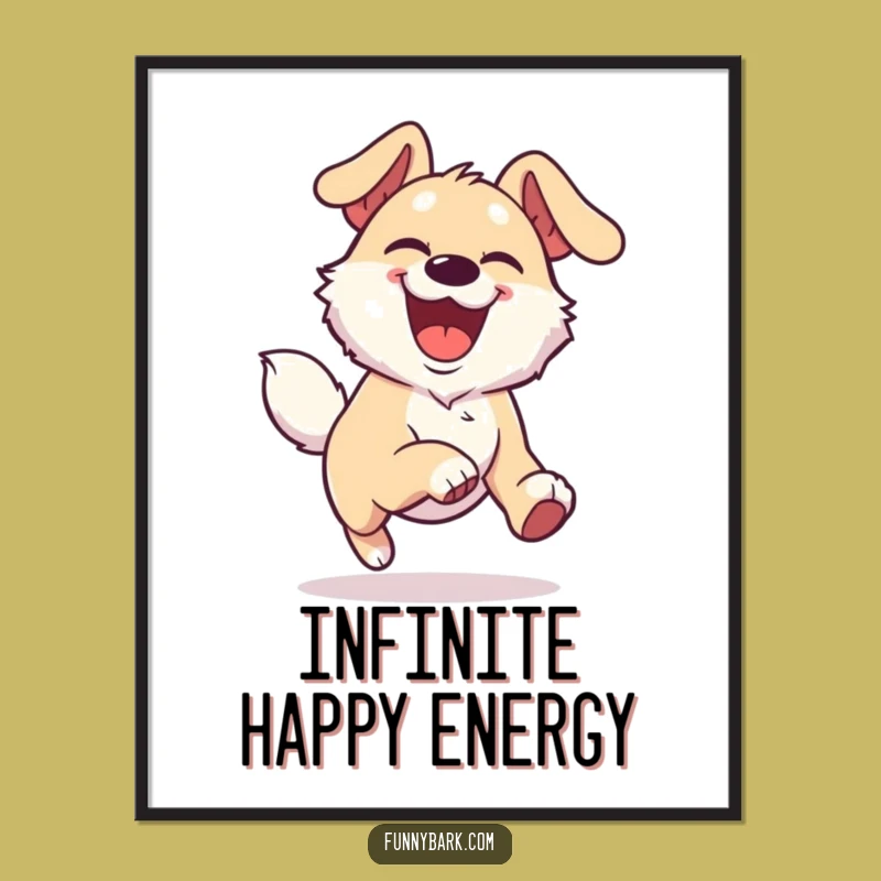 Funny Joyful Dog Art Poster - Energetic Runner, Amazing Funny Gift!