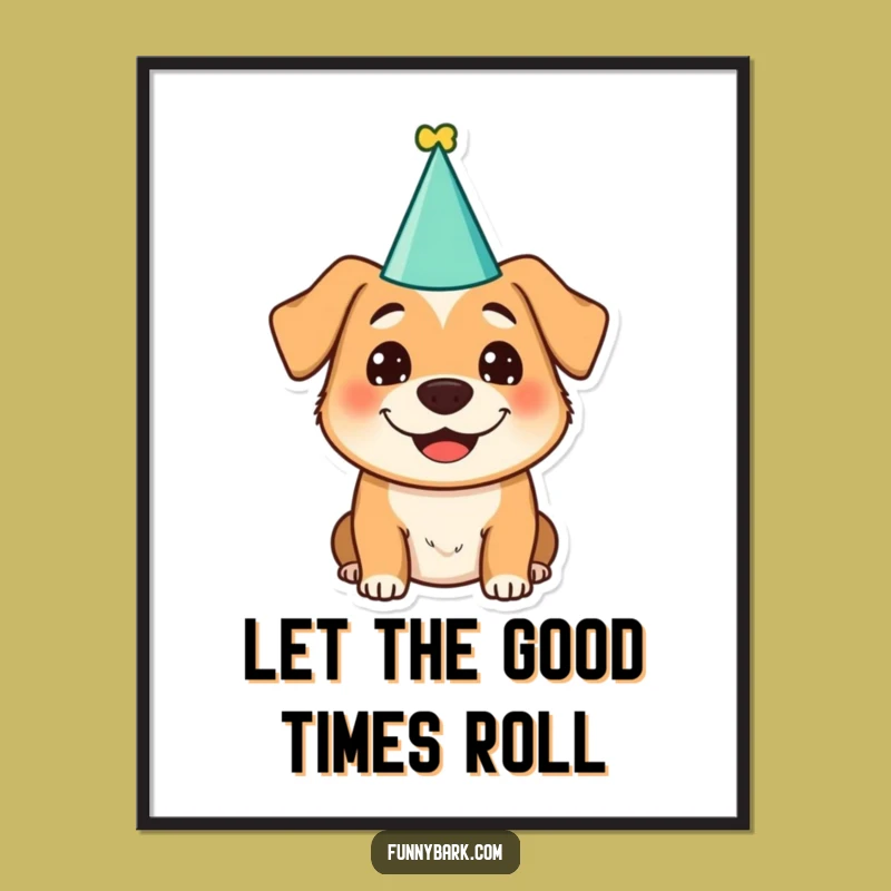 Funny Dog Party Poster: Unleash Smiles with This Silly Grin Art!
