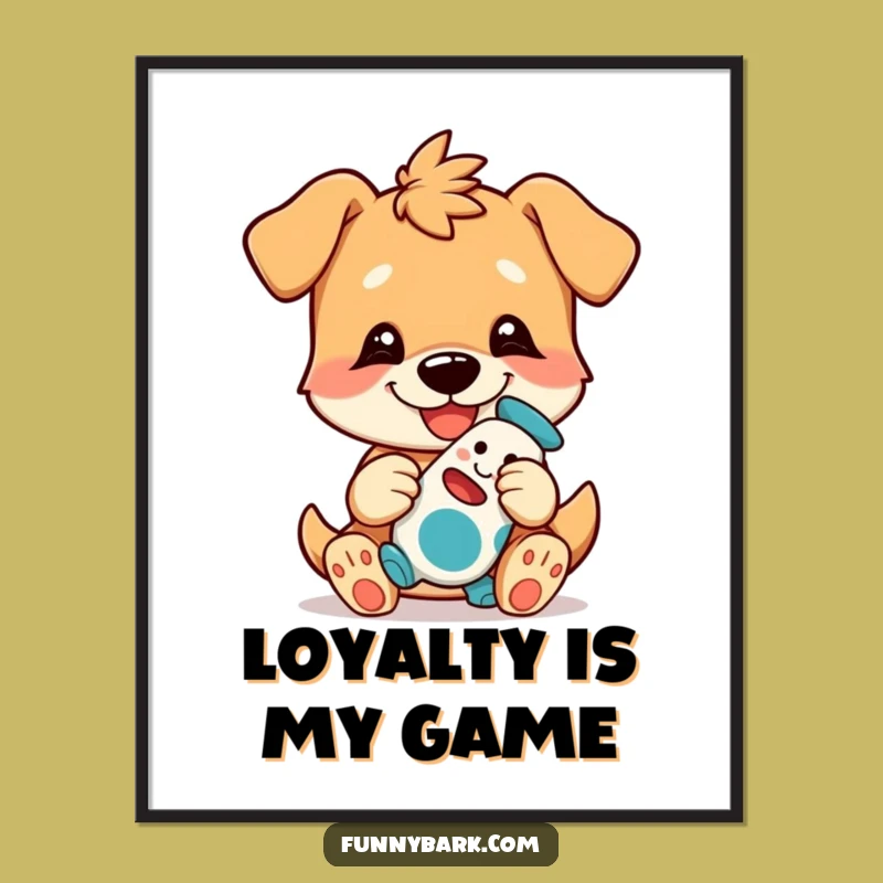 Funny Dog Art Poster - Playful Toy Presenter, Amazing Funny Gift!