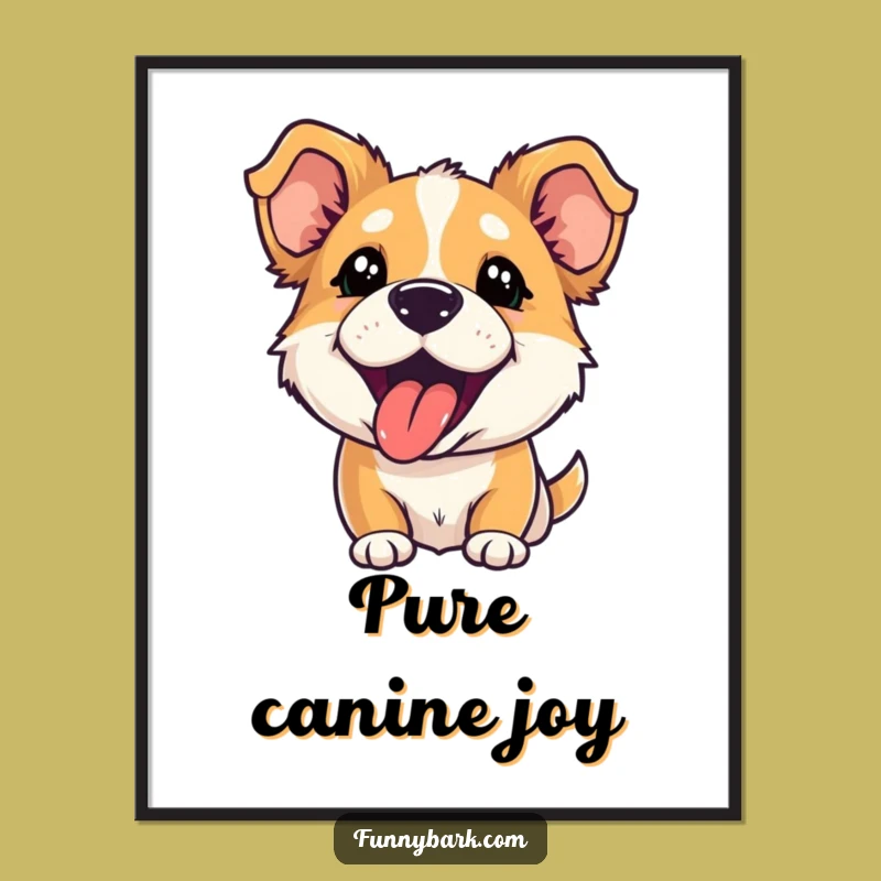 Funny Playful Bark Poster: Artful Humor of Energetic Pups