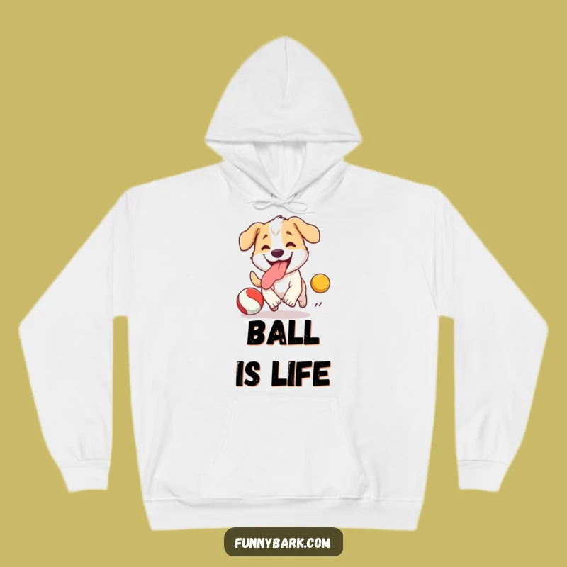 Funny Dog Ball Chase Hoodie: Cozy Pup Comfort, Perfect Humor Gift for Dog Lovers