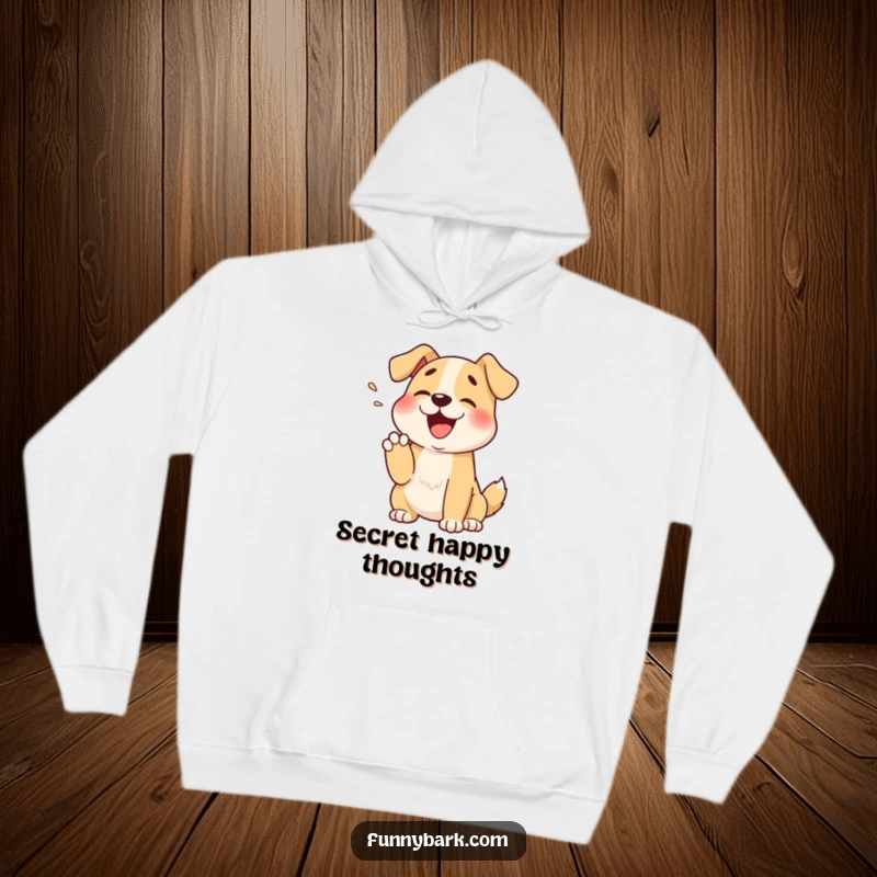 Funny hoodie with a cartoon dog muffled bark into its paw, offering cozy humor and a charming design, perfect for gifts.
