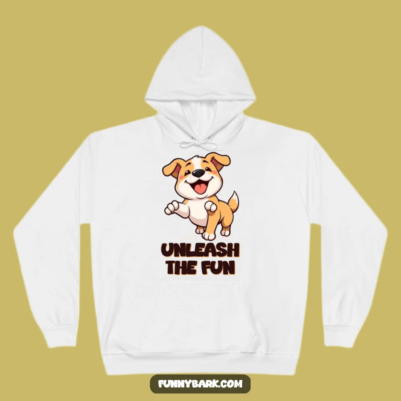 Cozy Funny Pouncing Dog Hoodie: Happy Bark Sweatshirt - Warm & Hilarious Gift