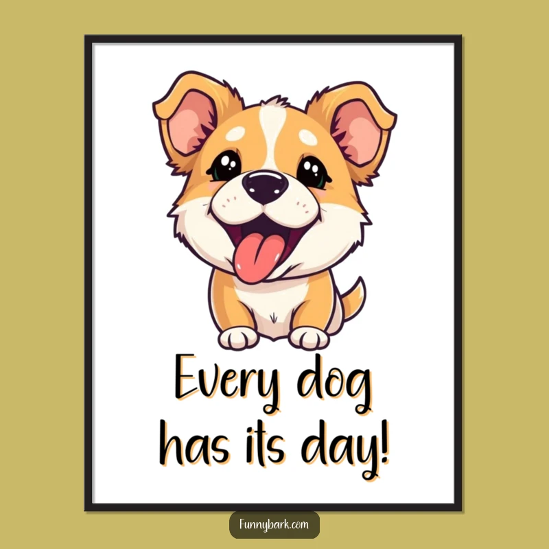 Funny Free Printable Wall Art: Playful Barking Dog, Tongue Out, Downloadable Art for Smiles