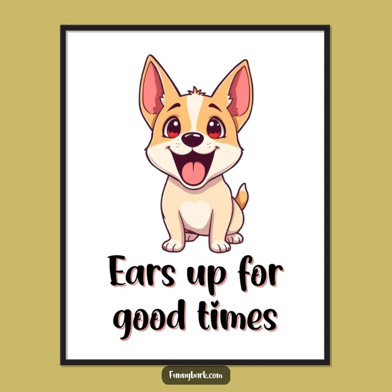 Free Printable Funny Dog Wall Art: Excited Ears Up for Playful Decor