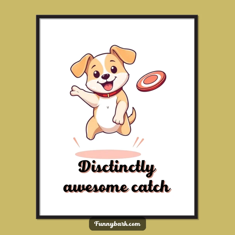 Free Printable Wall Art: Bouncing Dog Catching Disc, Action-Packed Downloadable Decor