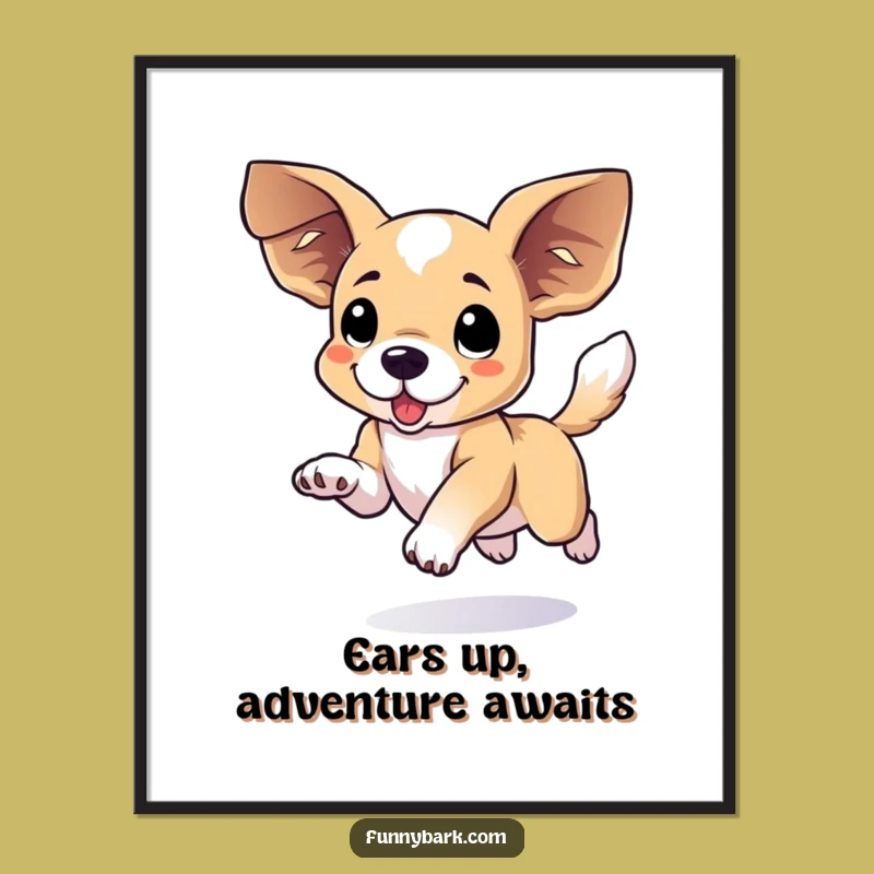 Free Printable Wall Art Dog Leap: Funny Floppy Ear Dog Downloadable Decor