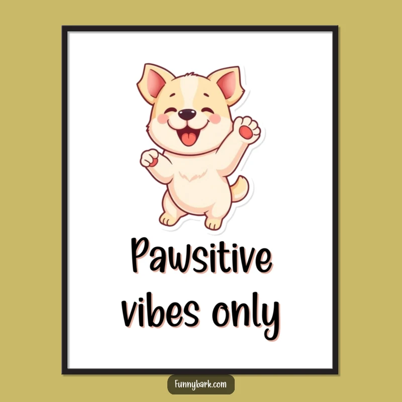 Free Printable Wall Art: Playful Dog Jumping, Humorous Downloadable Decor for Active Homes