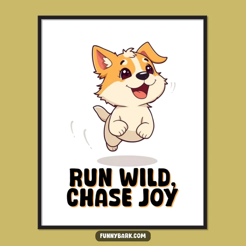 Free Printable Wall Art: Running Dog - Funny Downloadable Decor for Pet Lovers