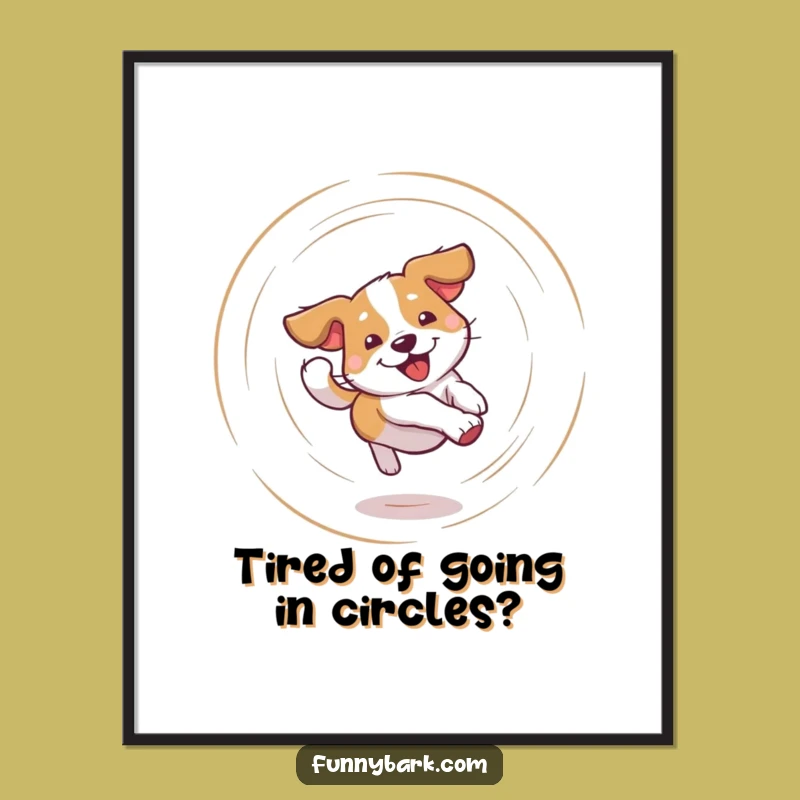 Funny Free Printable Wall Art: Dizzy Dog Tail Chasing Art Print