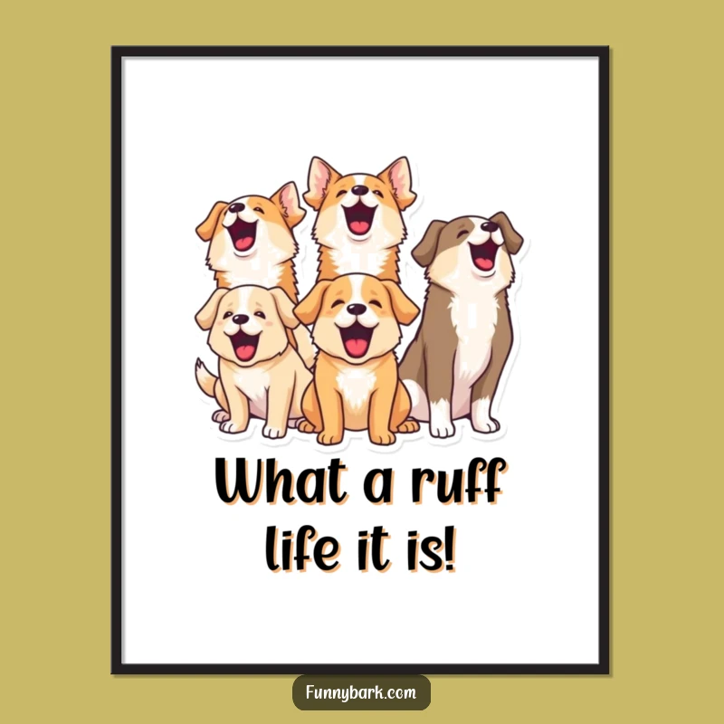 Funny Free Printable Wall Art: Dog Barking Chorus, Humorous Downloadable Art for Dog Lovers