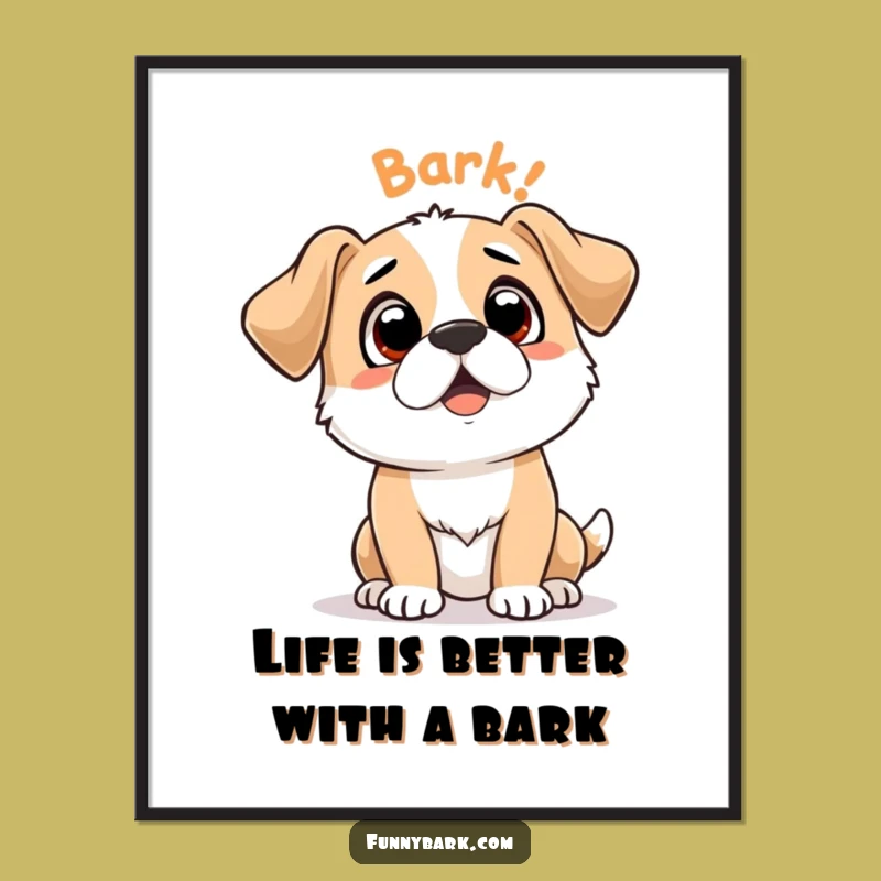 Funny Free Printable Wall Art: Expectant Bark Dog Art, Humorous Downloadable Decor!
