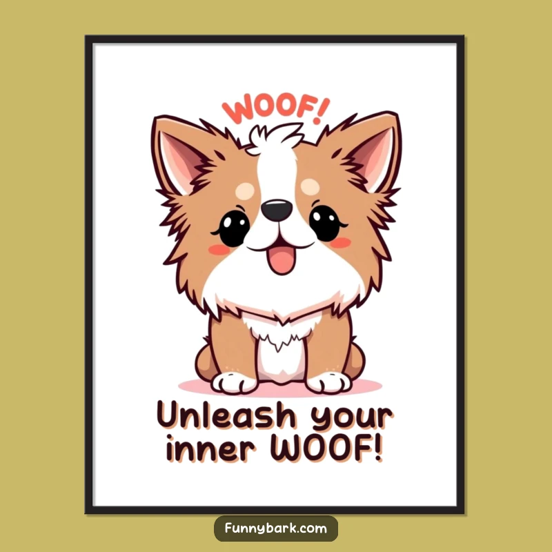 Funny Free Printable Wall Art: Startled Dog, Comical WOOF! Decor