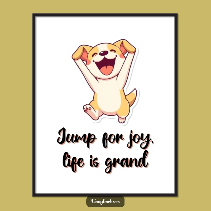 Funny Free Printable Wall Art: Leaping Dog Joy, Energetic Decor, Quirky Downloadable Gift