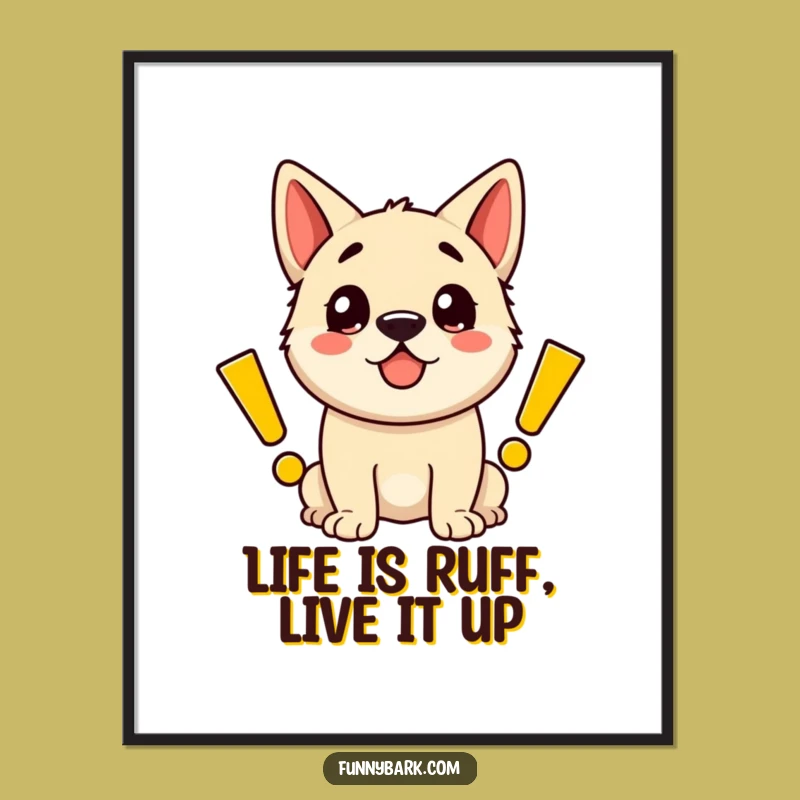 Free Printable Funny Dog Wall Art: Exclamation Mark Excitement Downloadable