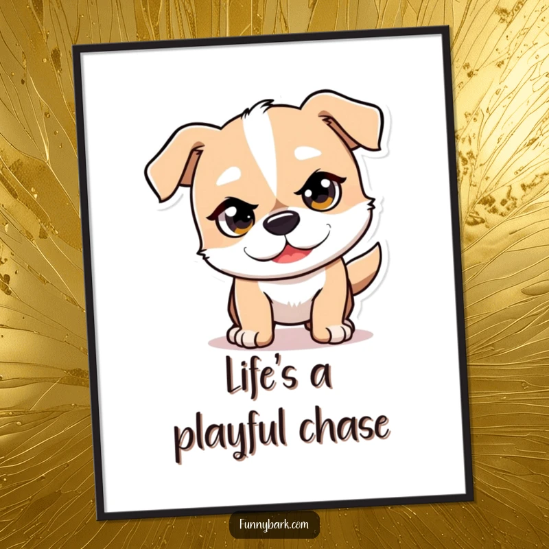 Funny Free Printable Wall Art of a dog character with a mischievous glint, captured mid-pounce with playful energy.