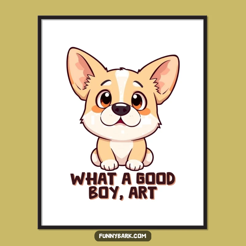 Funny Free Printable Wall Art: Surprised Dog Ears Perked, Downloadable Art