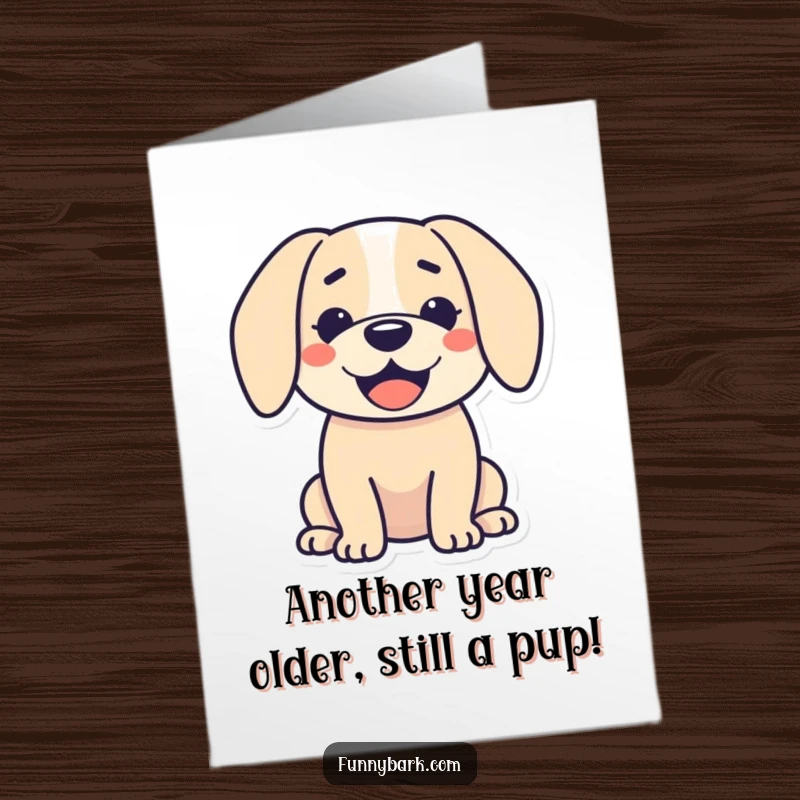 Funny Free Printable Birthday Card: A simple dog silhouette with its mouth wide open in a happy grin and ears flopped.