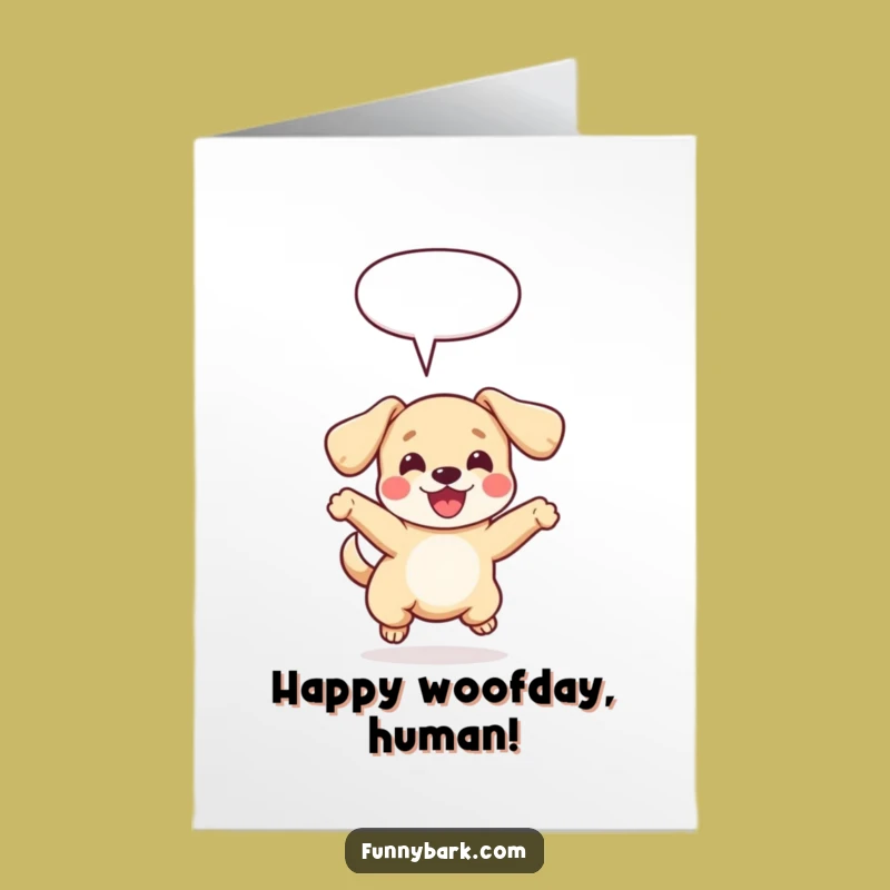 Free Printable Birthday Card: Dog Leap Greeting, Funny Speech Bubble, Perfect DIY Gift!