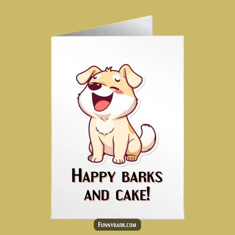 Free Printable Birthday Card: Ecstatic Dog Barks Tail Wagging Funny Downloadable Gift