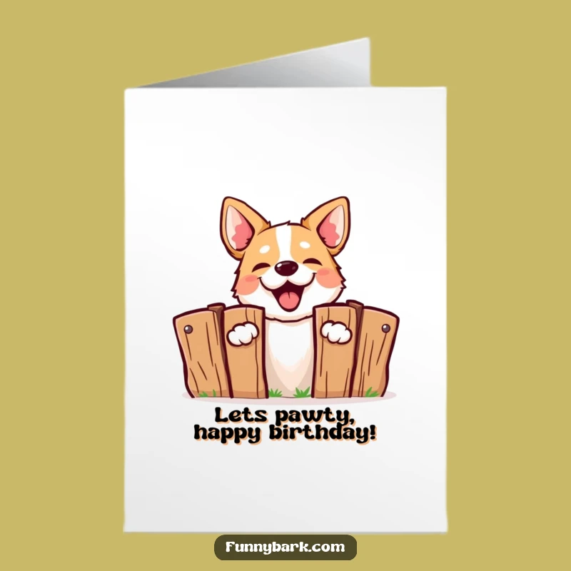 Free Printable Birthday Card: Funny Barking Dog Behind Fence - Downloadable Gift