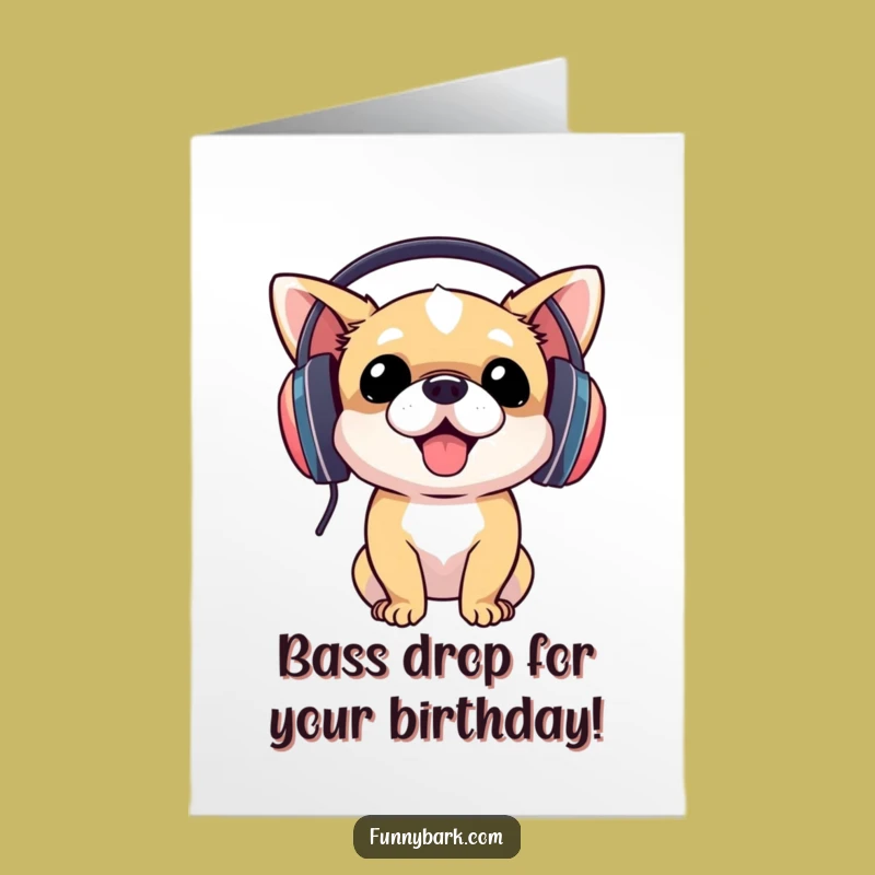Free Printable Birthday Card: Funny Dog DJ Grooving to Tunes - Hilarious Downloadable Gift