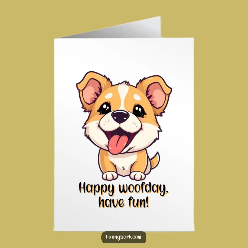 Free Printable Birthday Card: Playful Dog Barking, Tongue Out, DIY Downloadable Gift for Fun!
