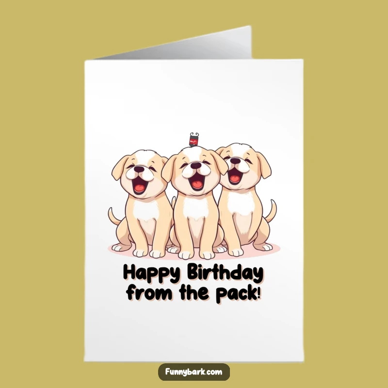 Free Printable Birthday Card: Puppy Pack Barking Happy Birthday!