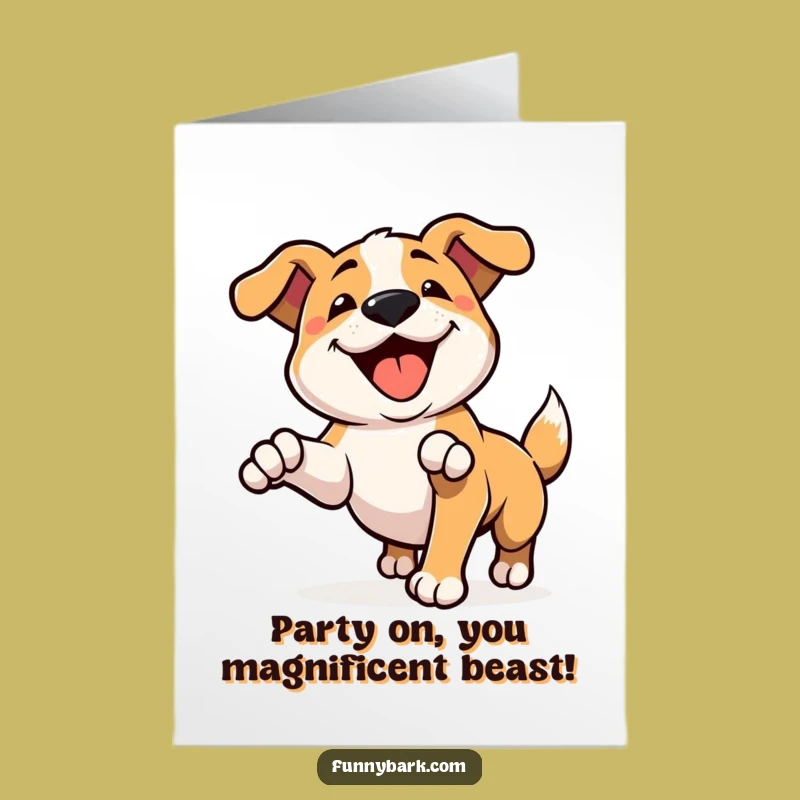 Free Printable Birthday Card: Playful Pounce Bark Dog, Funniest Downloadable Gift!